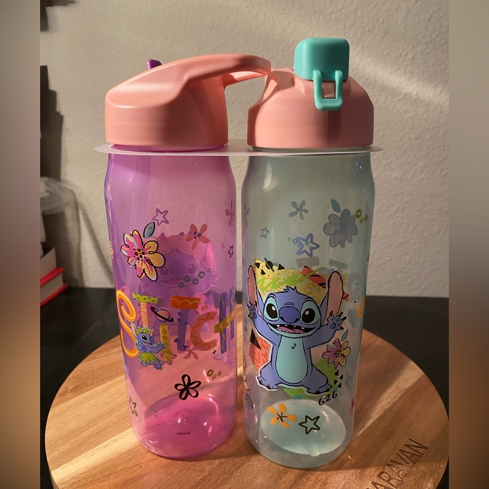 Disney Stitch (2) Water bottles-one pink & one blue